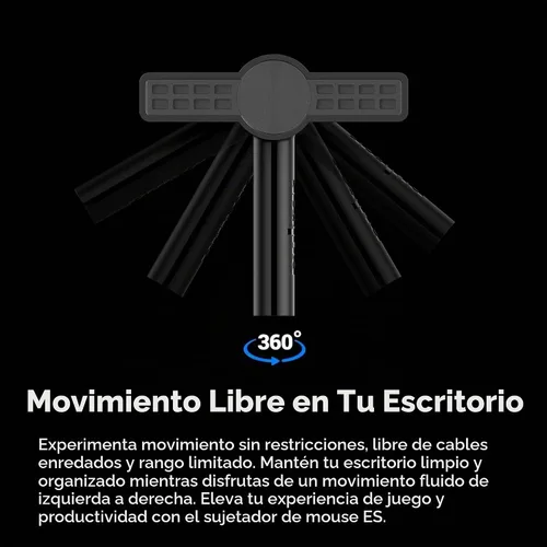 Vista 4 de Pulsar Gaming Gears - Micro Bungee ES : Soporte de ratón con cable sin arrastre - Movimiento libre en tu escritorio - Tamaño súper compacto