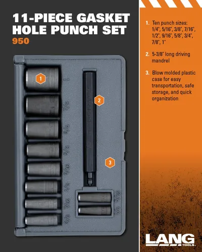 Vista 5 de Lang Tools 950 Juego de Punzones para Agujeros de Juntas (11 Piezas), Negro, Talla Única