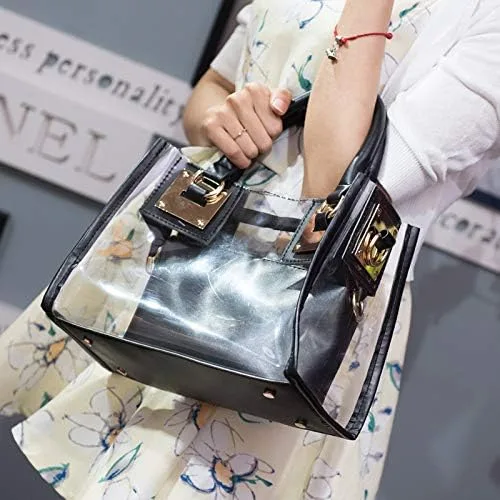 Vista 6 de Bolso bandolera transparente para mujer, bolso de mano de moda de diseñador 2 en 1