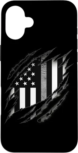 Vista 23 de Correctional Correctional Officers Silver Line - Carcasa para iPhone 16 con la bandera estadounidense