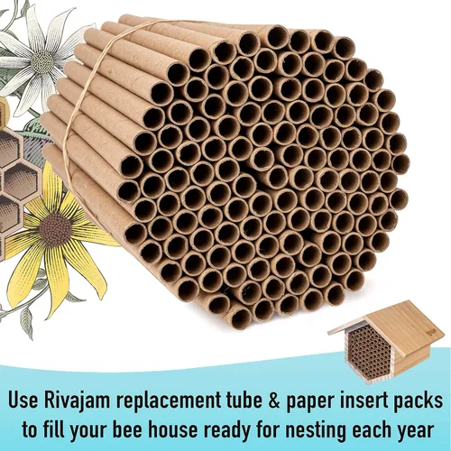 Vista 7 de Rivajam Insertos de papel de anidación de abejas Paquete de 125 piezas Beekeeper Pro Edition Insertos de repuesto naturales para Mason Bee