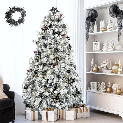 Vista 6 de SHareconn Juego de 86 Piezas de Decoraciones y Adornos para Árbol de Navidad, Bolas de Plástico Transparentes Irrompibles para Decoración de Árbol