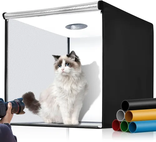 Vista 9 de Caja de Luz Portátil y Softbox, Carpa de Fotografía Profesional de 16"x16" con 120 Luces LED, Caja de Luz para Estudio Fotográfico con 6 Fondos