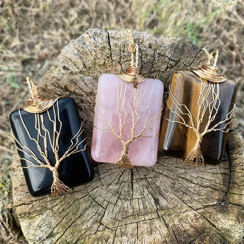 Vista 6 de YGLINE Collar de cristal curativo con piedra natural para mujer