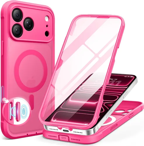 Vista 49 de BERFY Funda para iPhone 17 Pro Max, compatible con MagSafe, protector de pantalla de vidrio integrado, protección de cámara, funda de cuerpo