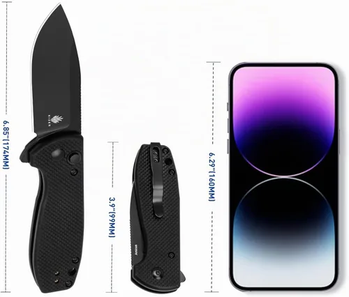 Vista 6 de Kizer Amicus Cuchillo de bolsillo pequeño, 2.95 pulgadas 9Cr18MoV hoja de acero, mango negro G10 plegable EDC cuchillo L3002A1