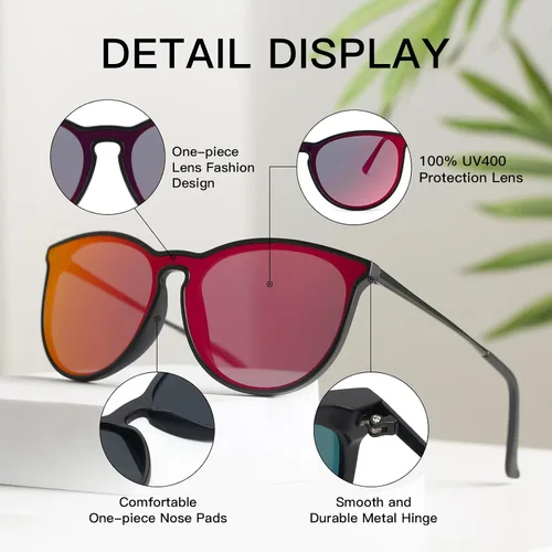 Vista 4 de Dollger Sunglasses Womens Men Classic Retro Round Trendy Sunglasses for Women UV Protection