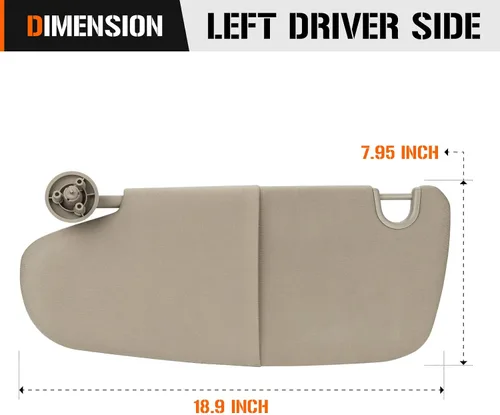 Vista 6 de AEagle Parasol de plástico simple para Dodge Ram 1500, 2500, 3500, 2002-2009, lado izquierdo del conductor, beige, sin luz