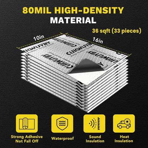 Vista 5 de Material de Amortiguación de Sonido para Autos, 80mil (2mm) 36 pies cuadrados (3.4 m²) Alfombrilla de Amortiguación de Sonido para Auto, Aislante