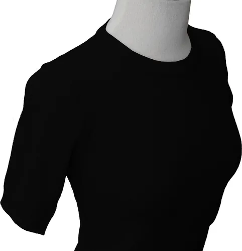 Vista 2 de YEMAK Suéter de Punto Top para Mujer – Media Manga Cuello Redondo Básico Casual Ajuste Clásico Ligero de Punto Suave Pullover Tee A_MK3664-negro