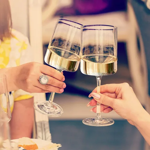 Vista 13 de Chouggo Juego de 6 copas de vino, cristal soplado a mano para vino tinto o blanco, 15 onzas, hechas a mano por artesanos, regalos para mujeres