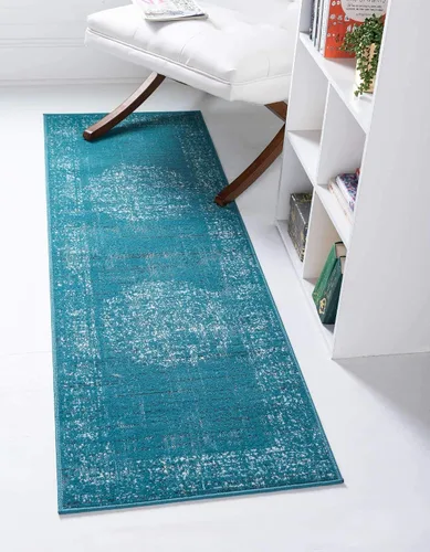 Vista 18 de Unique Loom Aarhus Collection - Alfombra vintage con borde AAR003, 3 x 5 pies, crema/verde azulado