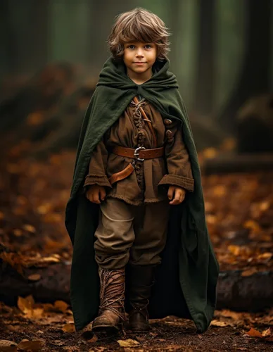 Vista 3 de HOMELEX Disfraz renacentista para niños Capa medieval con capucha para Halloween, guardabosques, mago, elfo, bata con capucha
