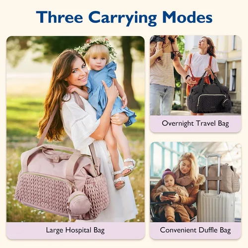 Vista 2 de mommore - Bolso para pañales, bolsos de gran capacidad para viajes, bolso para hospital para parto, bolso para bebé con estuche para chupete