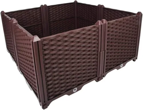 Vista 11 de BAOYOUNI - Juego de jardinera cuadrada para interiores o exteriores, maceta de plástico, caja de cultivo para verduras frescas, hierbas, flores