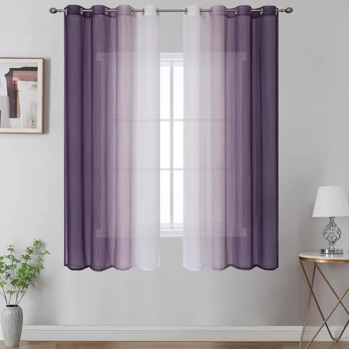 Vista 41 de Cortinas transparentes de color azul marino y negro para sala de estar, 52