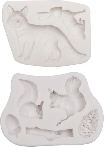 Vista 9 de Moldes de silicona de animales Fox Squirrel Rubbit Woodland Animal Pine Cono Molde para decoración de pasteles Decoración de cupcakes Candy