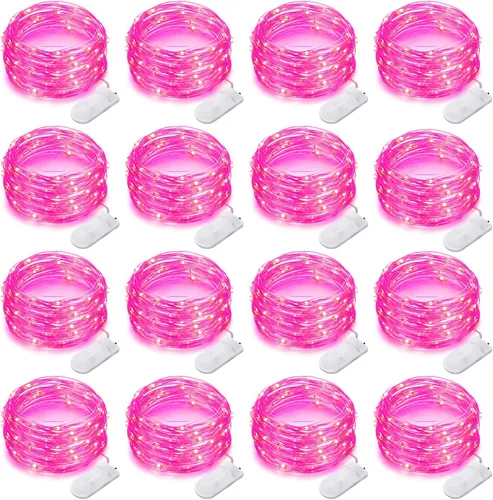 Vista 12 de Paquete de 16 Luces LED de Hadas Operadas con Batería Luces de Cadena de 10 Pies 30 LED Impermeables Luces Centelleantes Luces para Frascos Mason