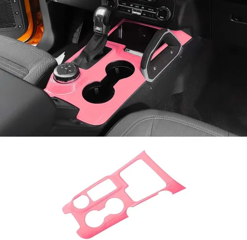 Vista 13 de RAZPOY Ajuste de panel de cambio Panel de centro de consola Portavasos Compatible con Ford Bronco Sport 2021-2024, Negro