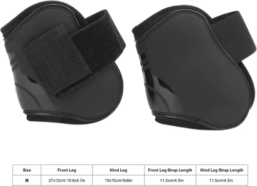 Vista 4 de Zerodis Botas de tendón de caballo, 4 unidades, botas protectoras de pezuña de caballo, ligeras, ajustables, botas de frente abierto, botas equinas