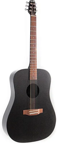 Vista 7 de KLOS - Guitarra acústica de fibra de carbono duradera, color negro con estuche, correa, cejilla y más