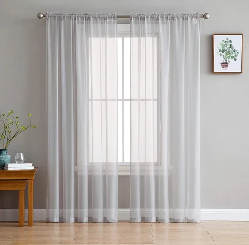 Vista 5 de Empire Home Addison - Cortinas de gasa transparente para ventana, juego de 2 (verde salvia, 108 pulgadas extra largas)