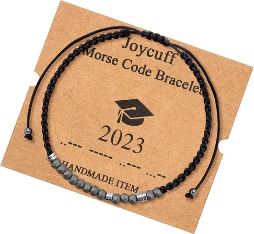 Vista 2 de JoycuFF Regalos inspiradores para niñas pulseras con código morse para mujer joyería única para hija mamá papá hijo regalo de amistad para mejores