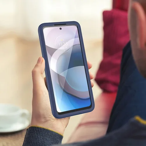 Vista 8 de Funda V/A para Motorola One 5G Ace con protector de pantalla integrado, protección de cuerpo completo a prueba de golpes, parachoques delantero