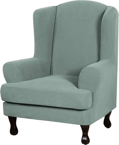 Vista 106 de Eco-Ancheng Funda para silla Wingback, 2 piezas, respaldo de ala, fundas de elastano para sillón con respaldo de ala, fundas para sillón con parte