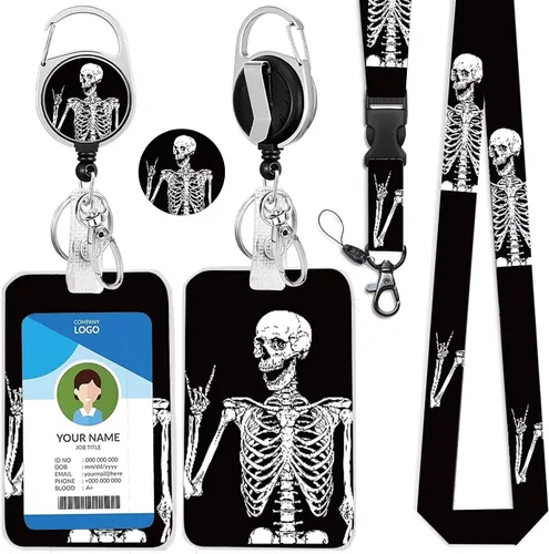 Vista 25 de Cordones azul bebé para llaves Portador de Insignias, Carrete de Insignias Retráctil con Clip de Mosquetón y Cordón Desmontable, Linda Tarjeta
