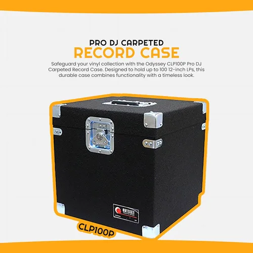 Vista 9 de Odyssey CLP100P Carpeted Pro Lp caso con hardware empotrado para 100 Lp de vinilo
