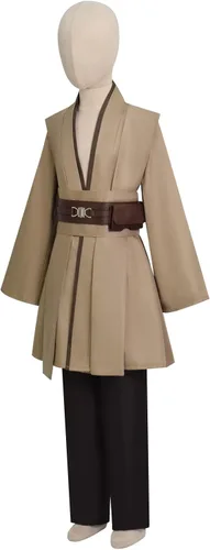 Vista 5 de Forwacos Disfraz de Jedi para niños, disfraz de Anakin, túnica con capucha, disfraz de Halloween, uniforme