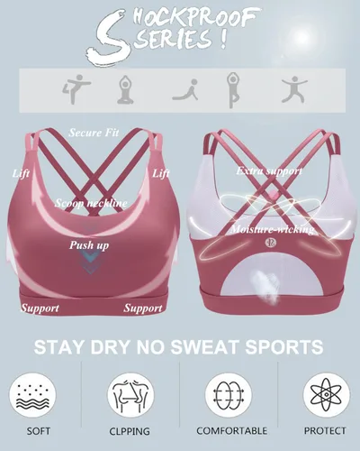 Vista 130 de Brasieres deportivos para mujer, con relleno, tipo camiseta sin mangas, sexis, con espalda cruzada, de alto impacto, largos, ideales para practicar