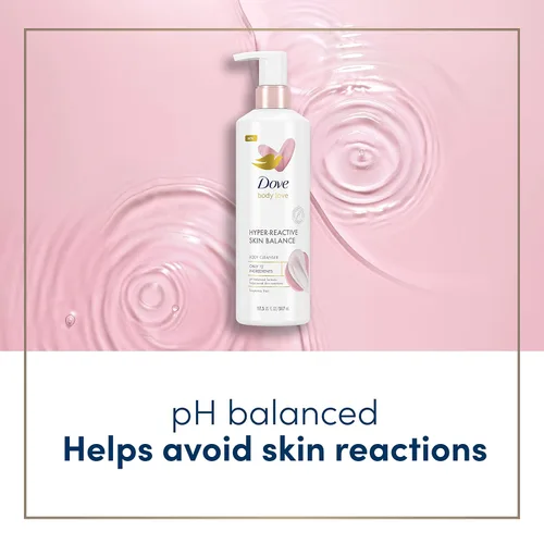 Vista 5 de Dove Body Love - Limpiador corporal para piel propensa a reacciones, 3 unidades de equilibrio de piel hiperreactivo para gel de baño ultra sensible