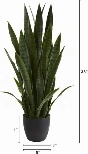 Vista 2 de Nearly Natural Planta de serpiente artificial Sansevieria de 38 pulgadas Verde