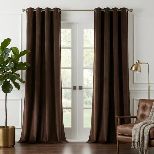 Vista 71 de NICETOWN Cortinas de terciopelo beige 100% opacas de 84 pulgadas de largo, 52 pulgadas de ancho, 2 paneles para dormitorio y sala de estar, cortinas