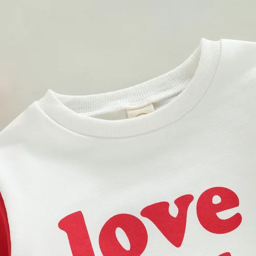 Vista 41 de SOLILOQUY Traje de manga larga con cuello redondo para el primer día de San Valentín para bebé niño y niña, mameluco de corazón de amor