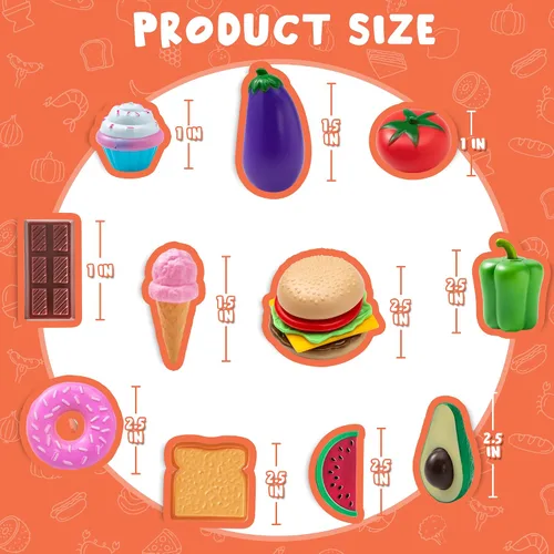Vista 5 de JOYIN Juego de 50 piezas de juguetes de cocina, vajilla, frutas ficticias, verduras, accesorios de plástico para niños, juguete educativo