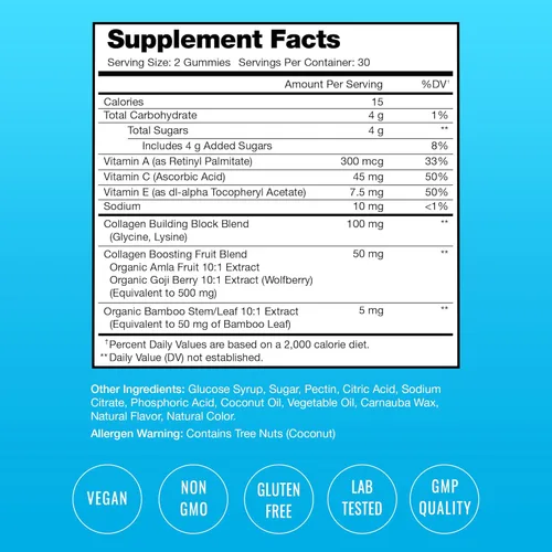Vista 2 de NutraChamps Gomitas estimulantes de colágeno, gomitas de colágeno para producción de colágeno natural, suplementos de pectina vegana masticables