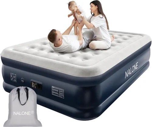 Vista 9 de nalone Colchón de aire tamaño individual con bomba integrada, colchón inflable, cama de aire portátil de elevación de 18 pulgadas, colchones
