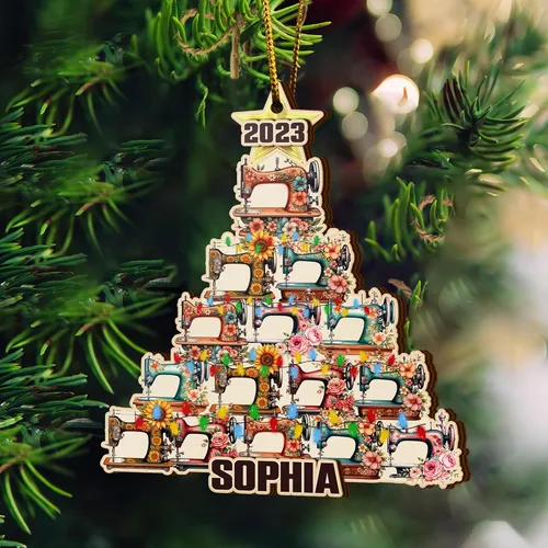 Vista 4 de V VIBEPY Adornos de costura personalizados impresos en todas partes, adornos de Navidad de costura, adornos de edredón, adornos de 3.5 pulgadas, 3