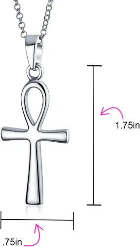 Vista 4 de Bling Jewelry Collar con colgante de cruz Ankh egipcia religiosa unisex para mujeres y hombres, plata de ley 925 oxidada