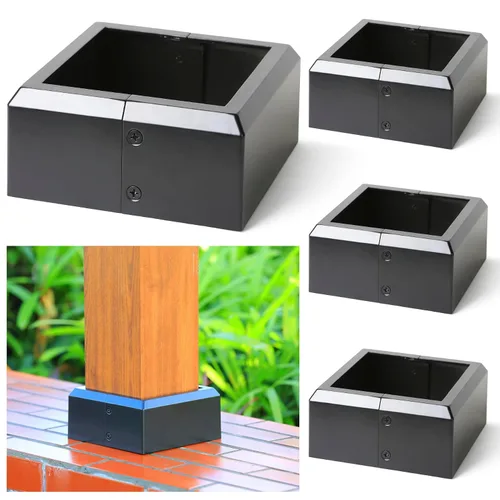 Vista 23 de Paquete de 4 cubiertas de base de poste de cubierta de aleación de aluminio (base de poste de 1 x 1 pulgada x 3.35 pulgadas), para pasamanos, Blanco