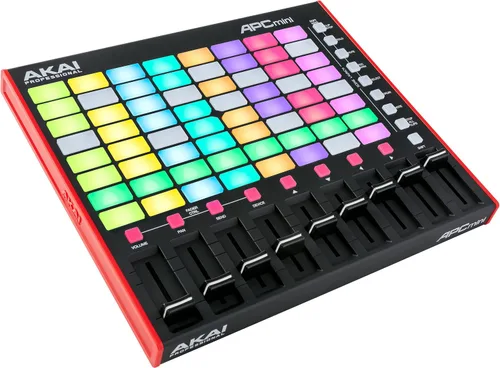 Vista 8 de Akai Professional APC Mini MK2 USB MIDI Pad Controller 64 blocs RGB, 9 faders, modo de batería y nota, mapeo 1:1 para Ableton Live