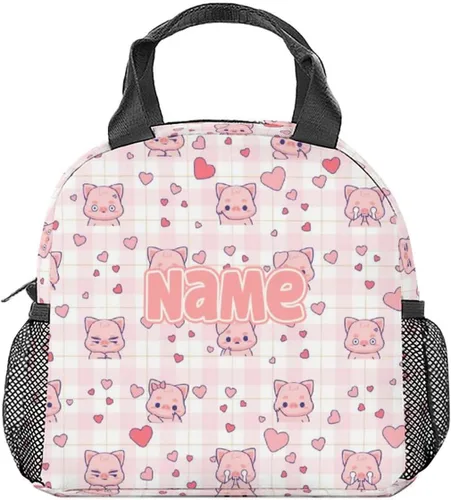 Vista 9 de Lonchera de cerdo – Lonchera aislada para niños – Bolsas de almuerzo rosadas lindas con bolsillos – Lonchera congelable mediana de 8L para la escuela