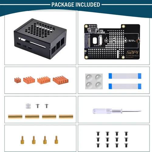 Vista 8 de GeeekPi Carcasa metálica con placa periférica N04 PCIe M.2 Key-M NVMe SSD PCIe para Raspberry Pi 5