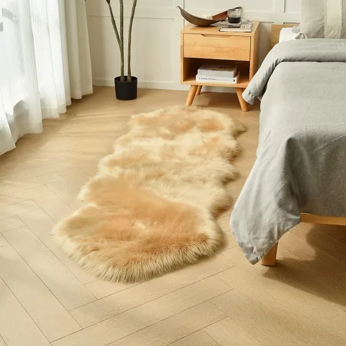 Vista 15 de duduta - Alfombra de pelo sintético de lana de oveja beige 2x3 pies, suave y esponjosa, funda para silla de pelo mullido, alfombra pequeña