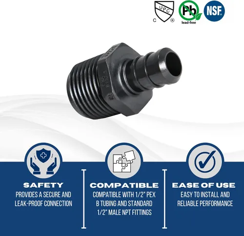 Vista 6 de XFITTING Adaptador NPT macho Pex B de 1/2 pulgada x 1/2 pulgada, aleación de polietileno, 5 piezas
