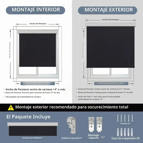 Vista 8 de Persianas enrollables opacas con cable, impermeables, de tela con aislamiento térmico, protección UV, fáciles de instalar para el hogar, oficina