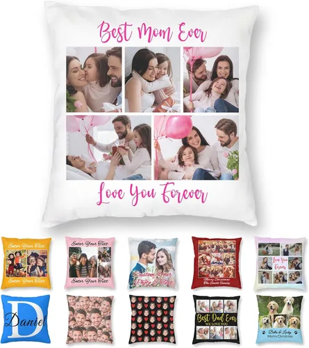 Vista 19 de Funda de almohada personalizada con texto de imagen, funda de almohada con foto personalizada, diseño personalizado para mamá, papá, amigos